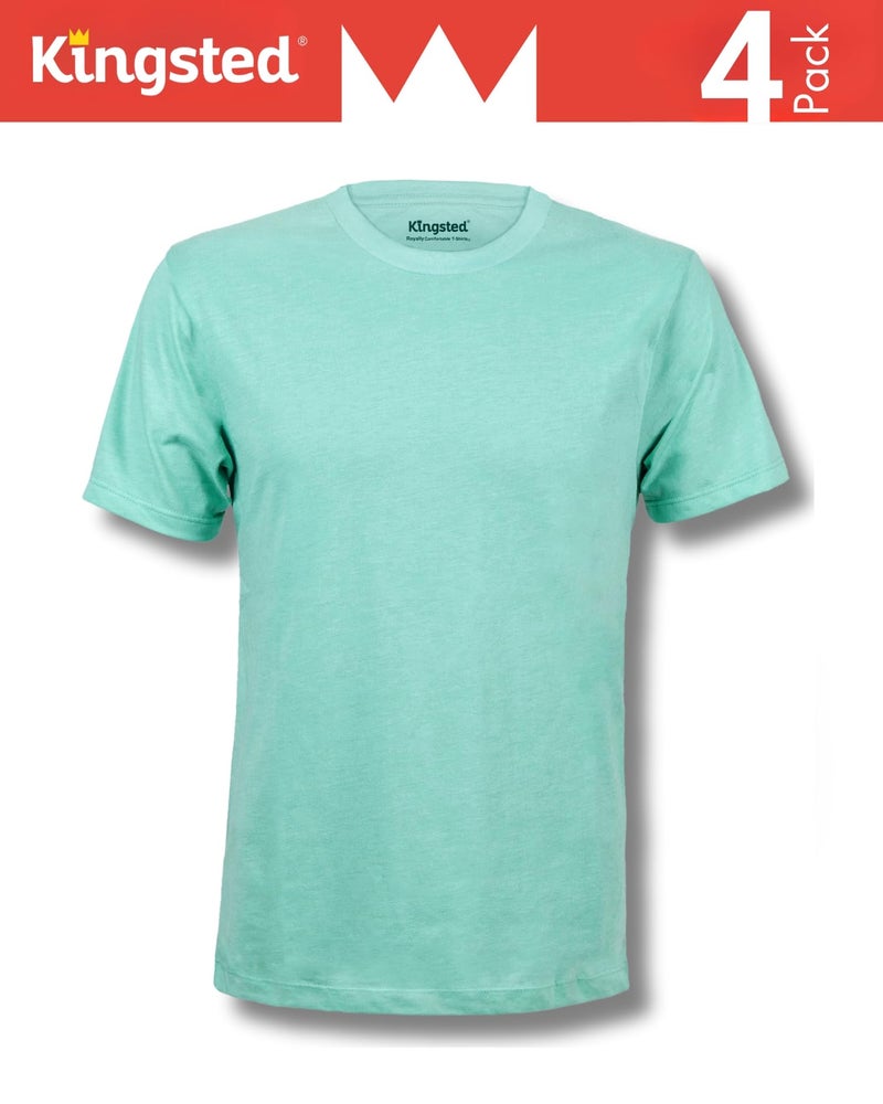 Kingsted Men's T-Shirts Pack - Royally Comfortable - Super Soft Cotton Blend - Short Sleeve Tagless Crewneck - Plain Colored Classic Tees (4 Pack, Favorites, Large) - Image 2